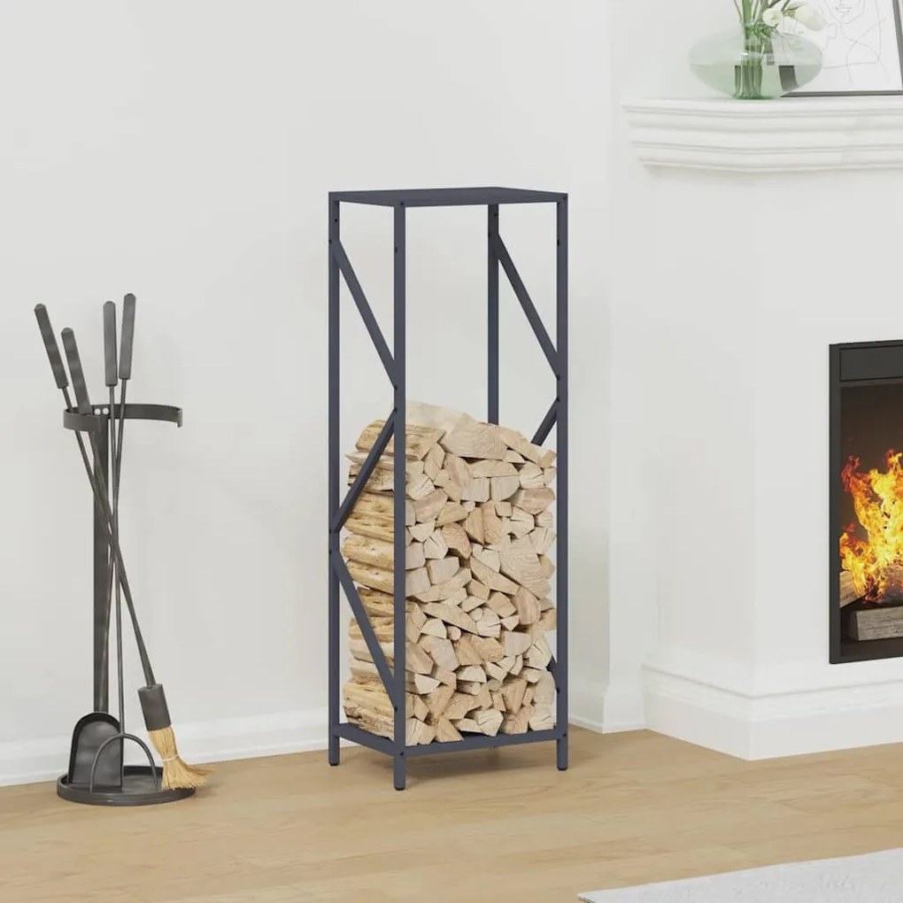 antracitszürke hidegen hengerelt acél tűzifatároló 34x25x100 cm