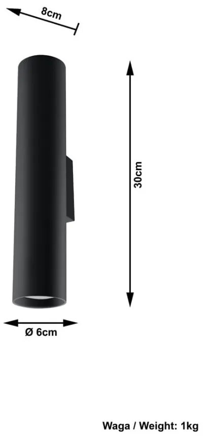 Castro II fekete falilámpa - Sollux