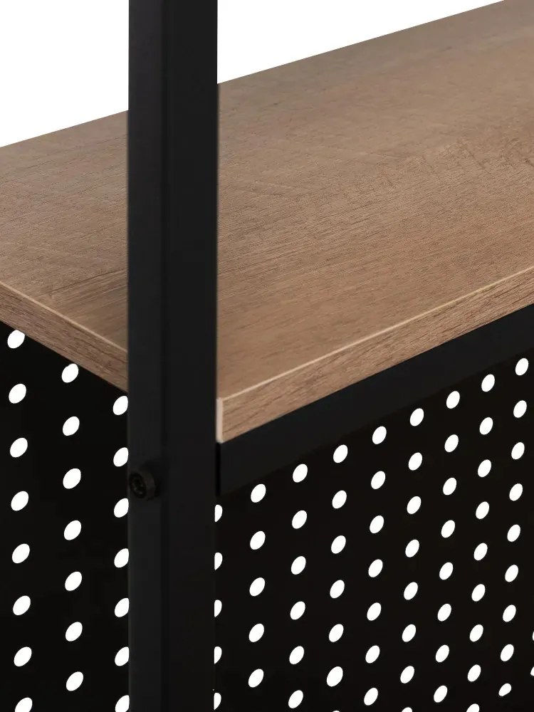 Polcos íróasztal / számítógépasztal mágnestáblával 84×50 cm, masszív fém vázzal, fekete–modern tölgy – Intenso Home