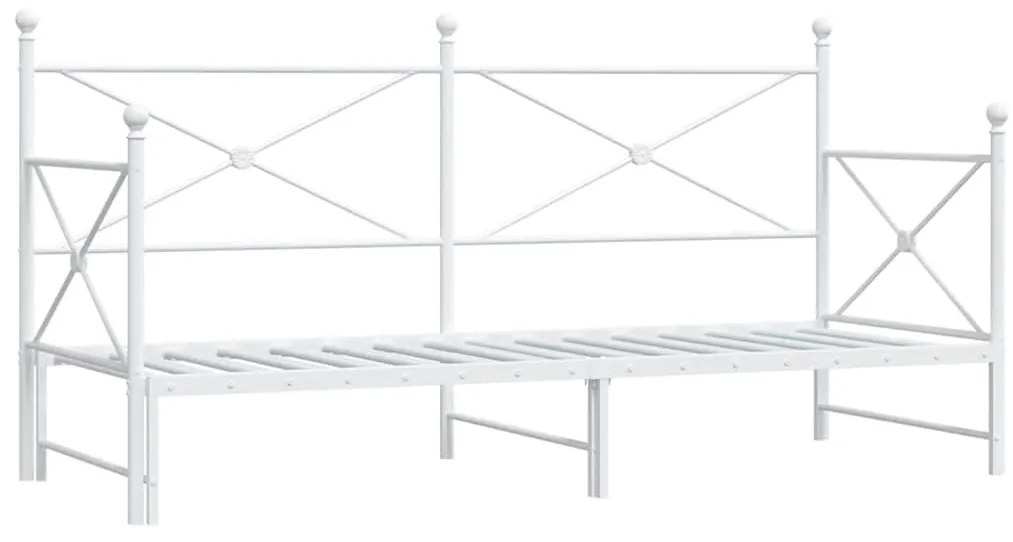 Daybed with Trundle without Mattress White 80x200 cm acél