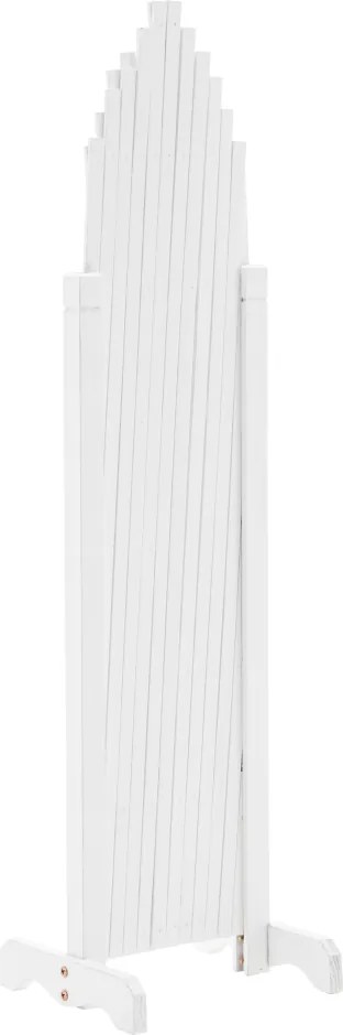 Rácsos térelválasztó panel, fehér/fa, 250 cm, KEJLY