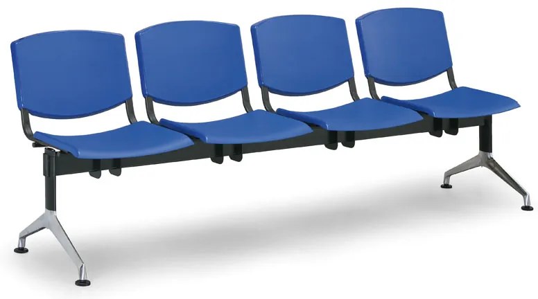 Design műanyag pad, 4 üléses, fekete