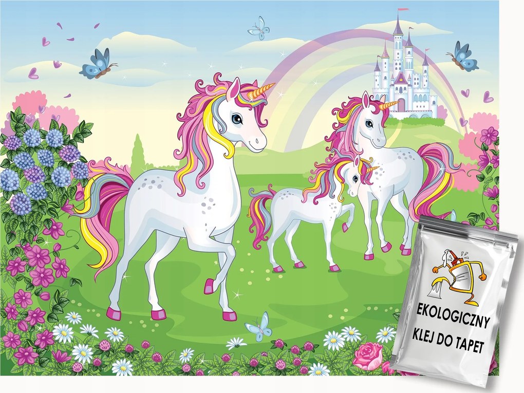 Fotótapéta Flizelina Unikornisok Hercegnő Mesevár 300x210 ragasztó
