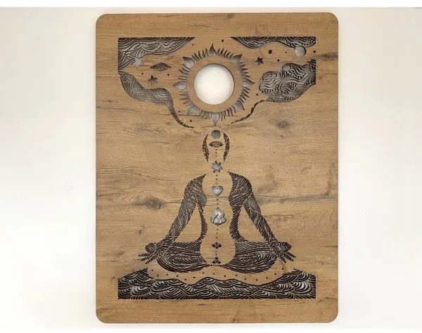 Li-Go 4421/A/4 - LED fali dekoráció LED/10W/5V 30000 mAh 70x90 cm tölgy/csakrák