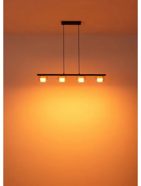 Globo 16055-4HG - LED Csillár zsinóron HIGGINS 4xGX53/6W/230V füstös/barna