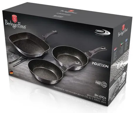 BerlingerHaus 3 részes serpenyő szett Metallic Line Carbon Edition BH/6904