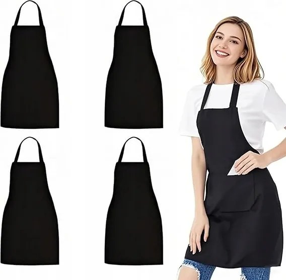 4 Db-os Kötény Szett Konyhai Kötény Fekete Gasztronómia Zseb