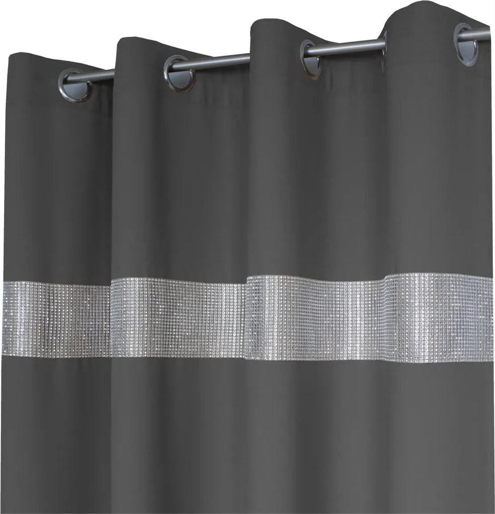 Függöny Kész Panama Strasszos Függöny 145x250 Sötétszürke