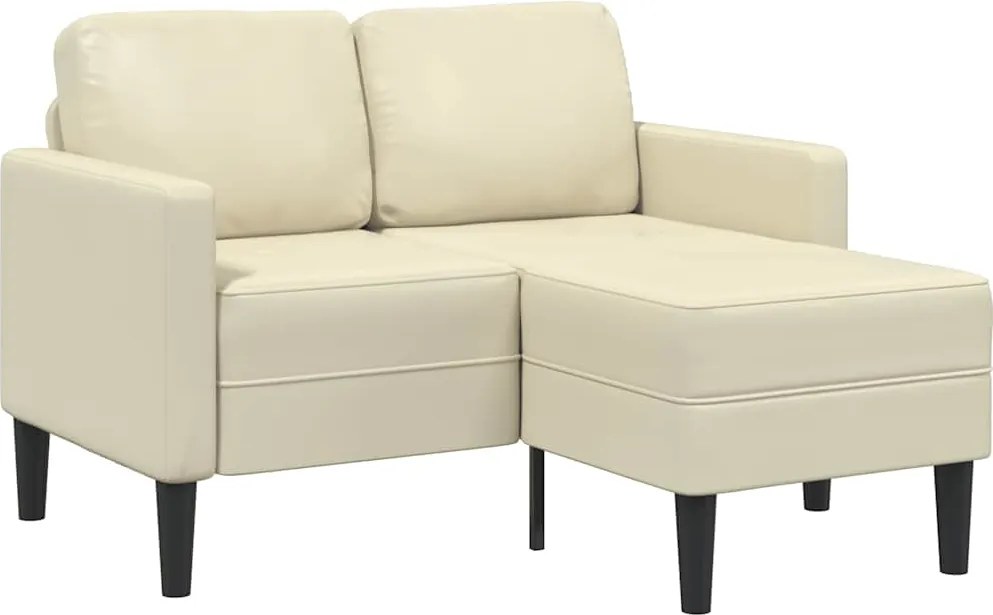 vidaXL krémszínű műbőr 2 üléses kanapé L-alakú kanapéval 125 cm