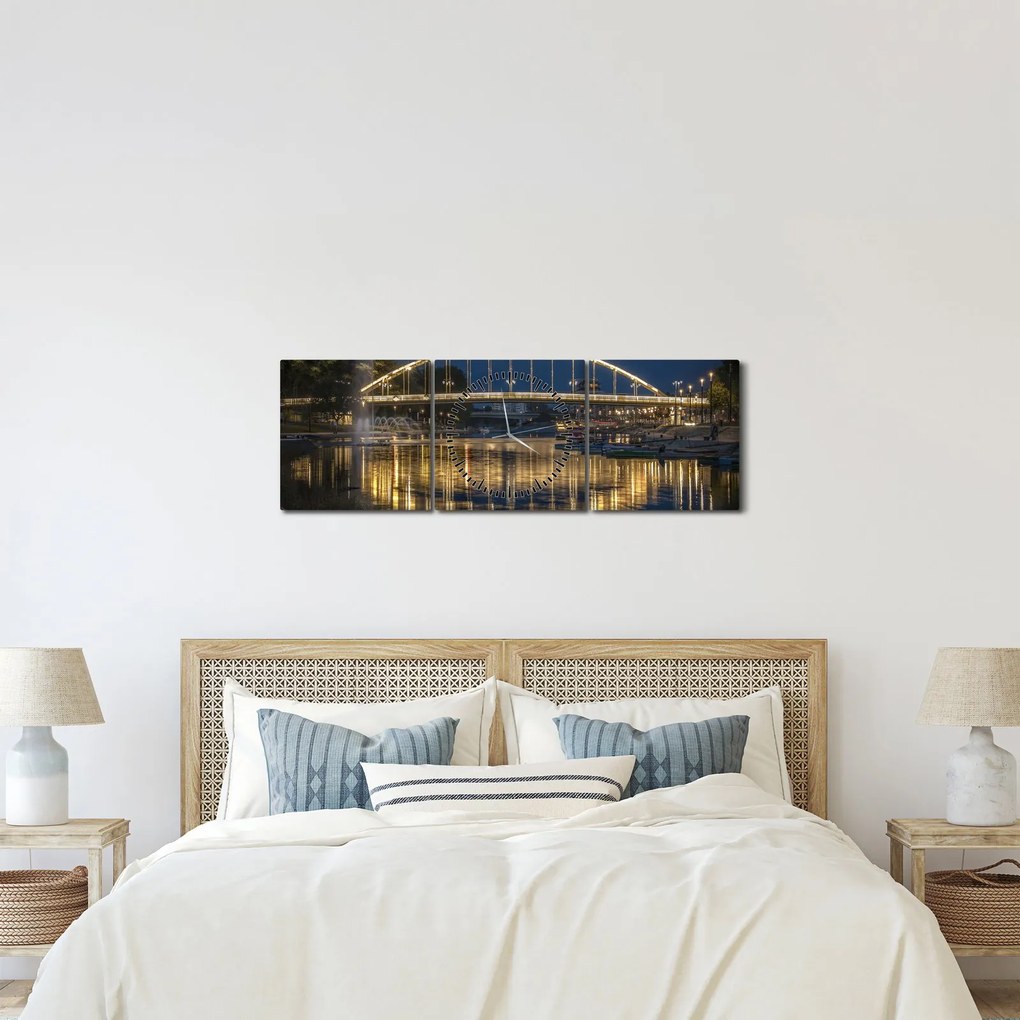 Egy híd képe szökőkúttal (órával) (90x30 cm)