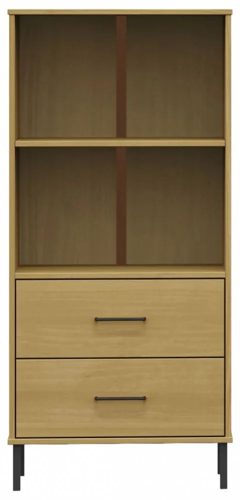 OSLO barna tömör fa könyvszekrény 2 fiókkal 60 x 35 x 128,5 cm