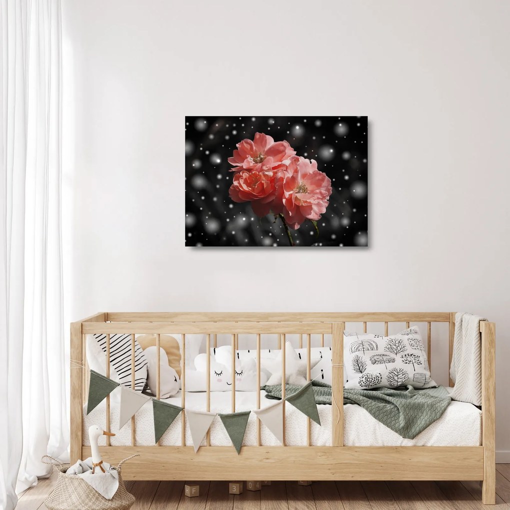 Rózsaszín virág képe (üvegen) (70x50 cm)