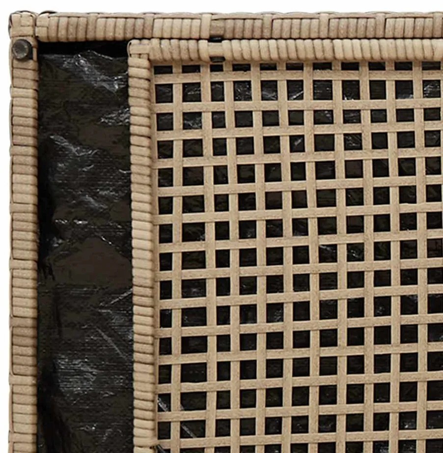 bézs polyrattan kültéri tárolópad párnával 100 cm