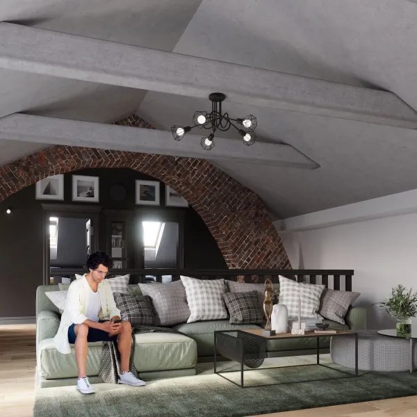 Sollux SL.1110 - Csillár rúdon ARTEMIS 5xE14/40W/230V fekete