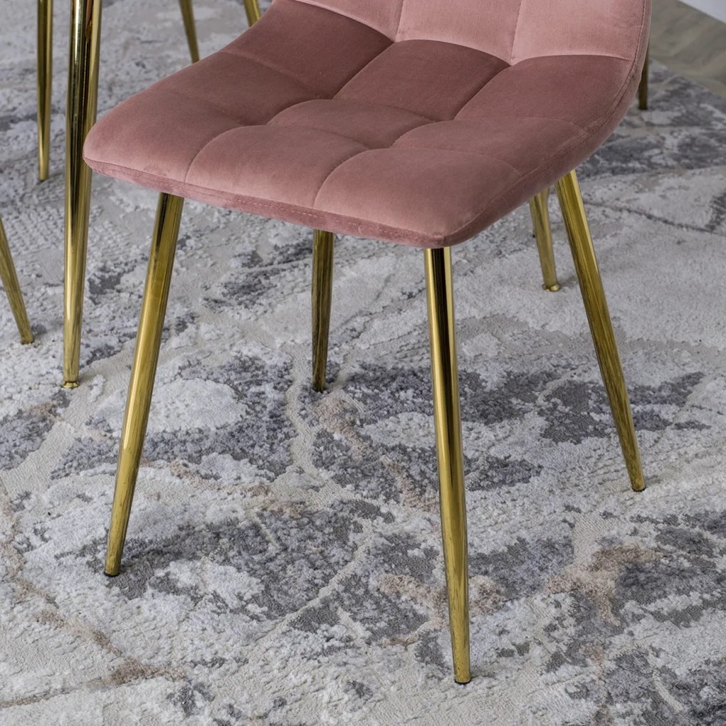 Szék rózsaszín színben, bársony kárpittal. YORK