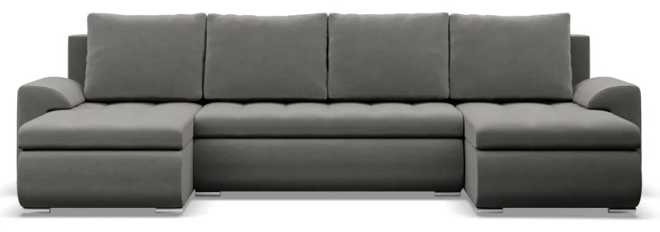 Tokio U alakú sarokkanapé, 3 ágyneműtartóval, bársony, univerzális oldal, világosszürke