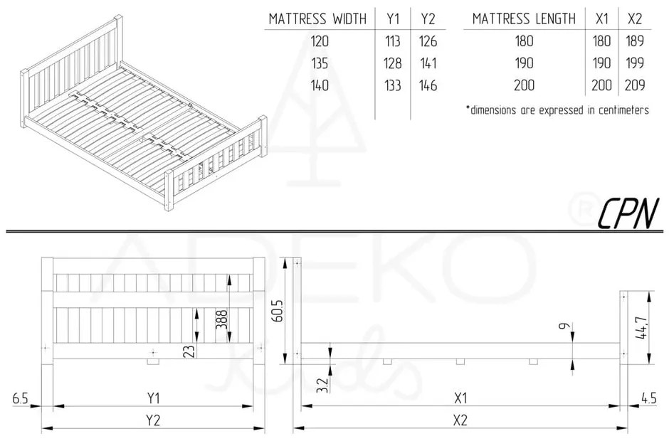 Natúr színű borovi fenyő gyerekágy 120x200 cm CPN – Adeko