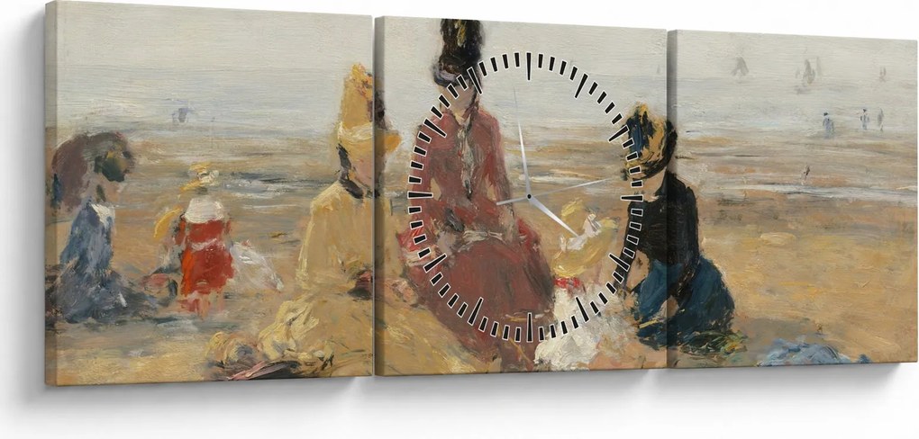 Kép - Eugène Boudin, On the Beach, Trouville, reprodukciók (órával) (90x30 cm)