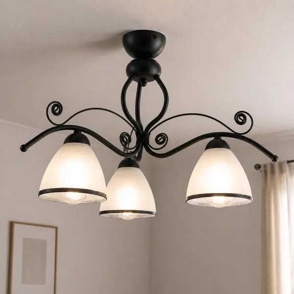 Felületre szerelhető RETRO csillár 3xE27/60W/230V fekete/fehér