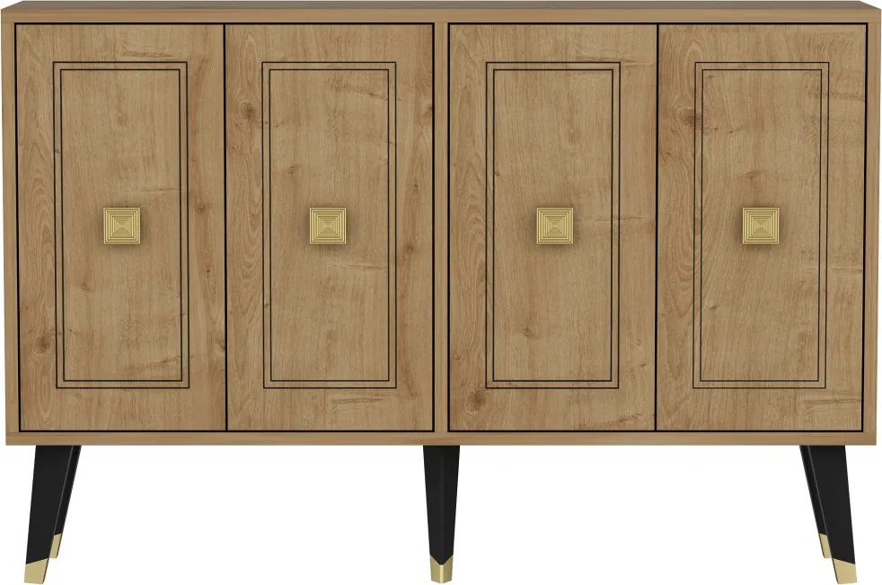 Komód, zafír tölgy-arany, 120 cm – TR327ODS1226