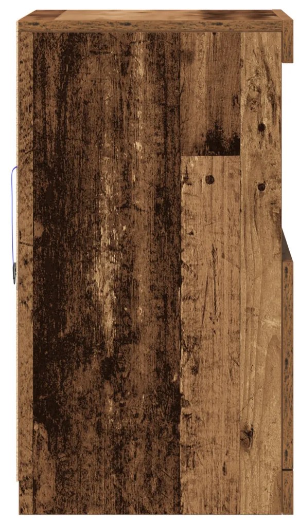 LED világítással ellátott szekrény, régi fa 41x37x67 cm