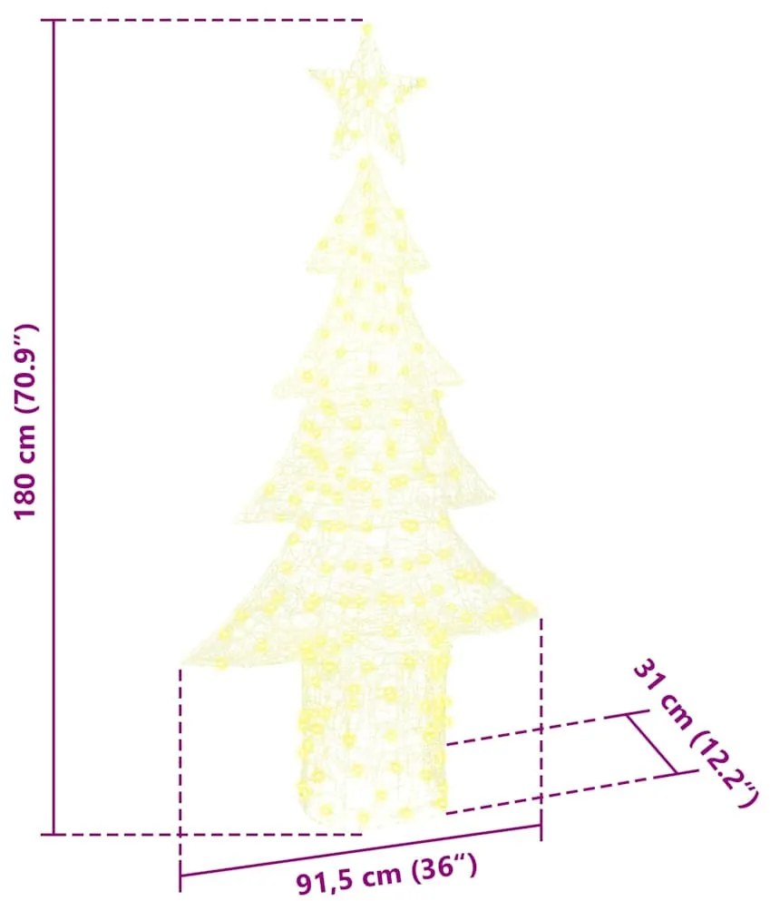 Karácsonyfa 240 LED-del Meleg fehér 180 cm Akril