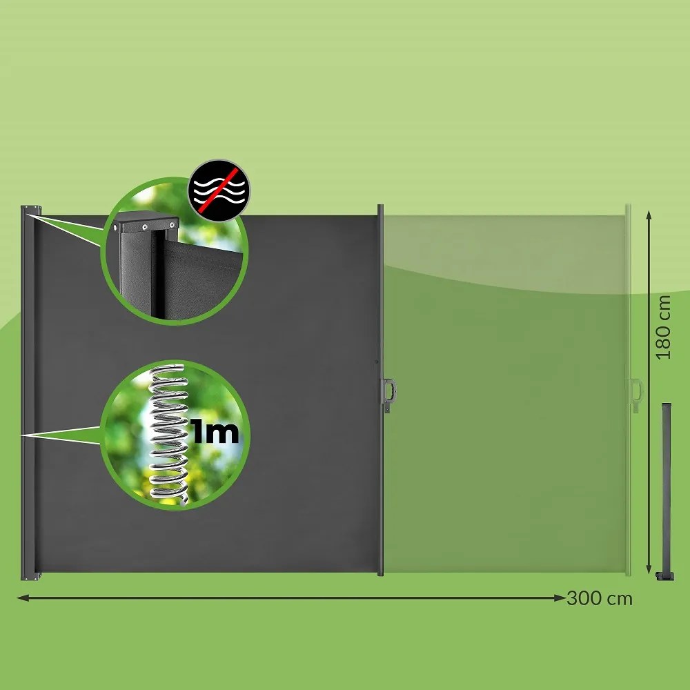 NOSARA oldalárnyékoló teraszra, 180x300cm, antracit Casaria