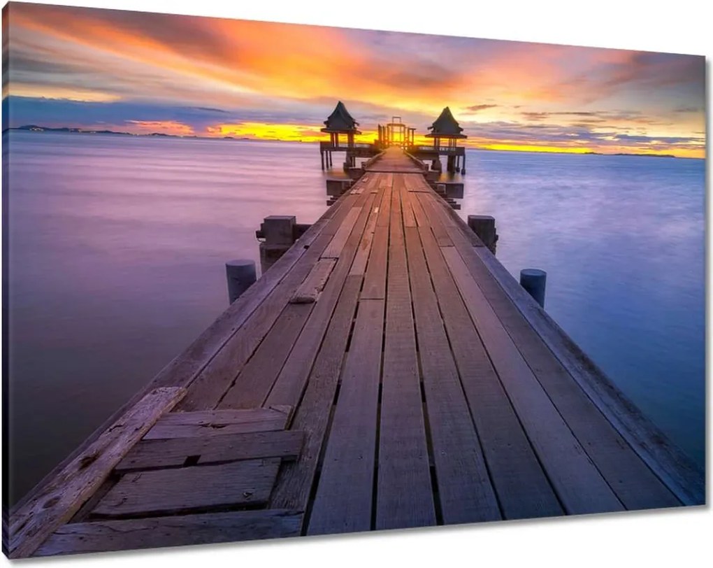 Vászonkép 100x70 Híd naplementekor