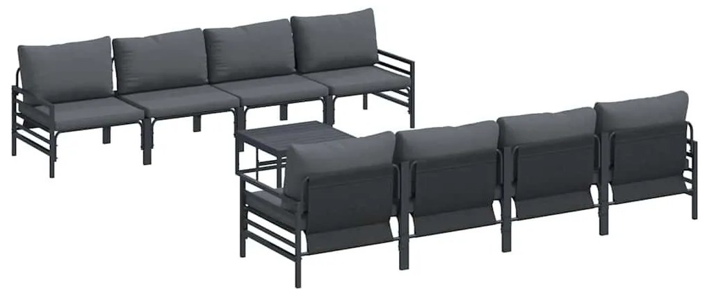 Kerti Kanapé Szett párnával 9 pcs Antracitszürke Acél &amp; szövet