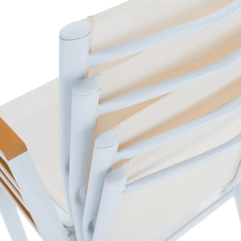 Kerti rakásolható szék, fehér acél/tölgy, BONTO