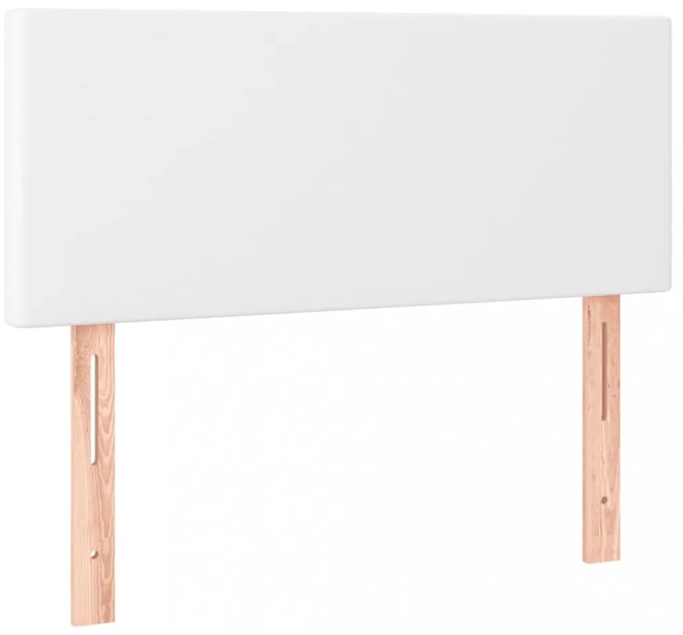fehér műbőr rugós ágy matraccal és LED-del 80 x 200 cm