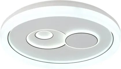 Globo 48470 Mennyezeti lámpa, matt fehér fém, fehér műanyag, fehér akril, fekete műanyag, több fokozat fali kapcsolóval, memória funkció, ø: 490mm, M: 70mm, tartozék: LED 36W 230V, 4090lm forrás, 2686lm kimenet, CCT 2700/4000/6000K