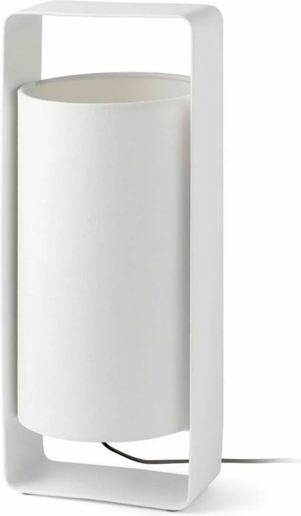 Faro Lula M fehér asztali lámpa, modern dizájn, textil ernyő, E27