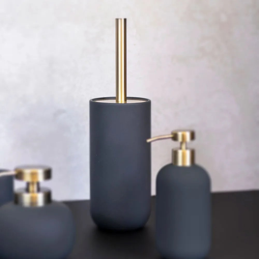 Antracitszürke kerámia WC-kefe Lotus – Mette Ditmer Denmark