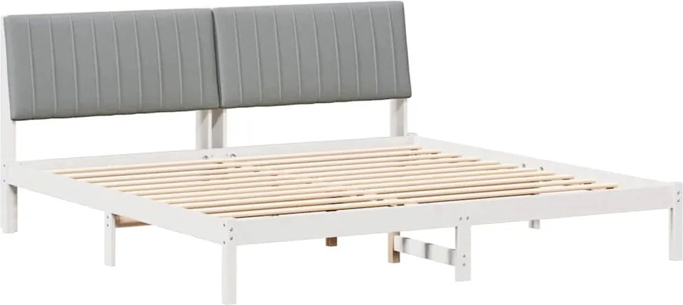 vidaXL Ágykeret fejtámlával Fehér 200 x 200 cm Tömör fenyőfa