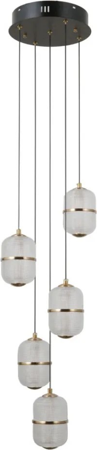 ITALUX PND-34375-5-BK ALANI Többágú Függesztett Lámpa Matt Fekete, Átlátszó, Arany LED IP20