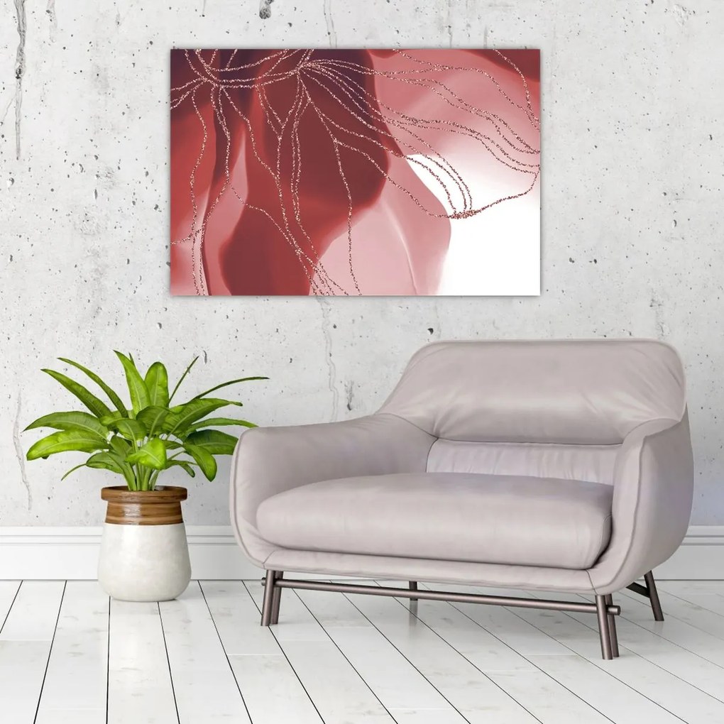 Kép - Piros absztrakt virág N⁰1 (90x60 cm)