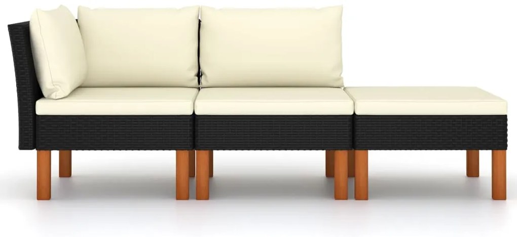 vidaXL 3 részes polyrattan és tömör eukaliptuszfa kerti ülőgarnitúra