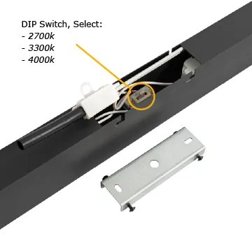 Mennyezeti lámpa fekete LED-del, 3 lépésben szabályozható 2700-4000K dip kapcsolóval - Keane