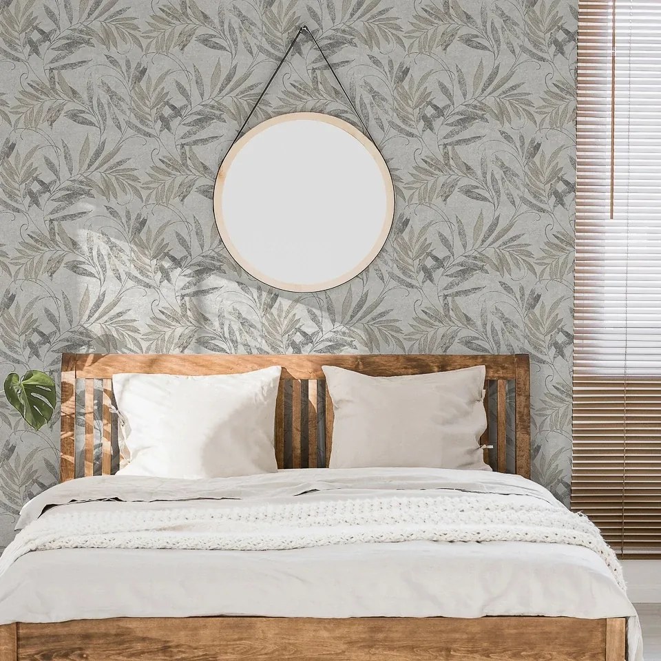 Arthouse Signature 2 Luxury Leaf ezüst-szürke leveles texturált vinyl tapéta – 299302
