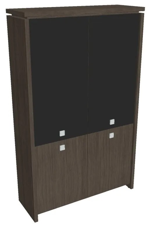 Verno magas szekrény 128 x 46 x 210 cm, kombinált ajtó, antracit tölgy / fekete
