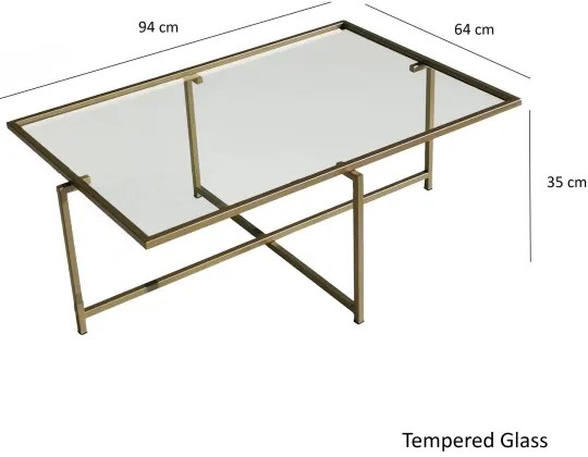 Kávésasztal NAP 35x94 cm arany/átlátszó