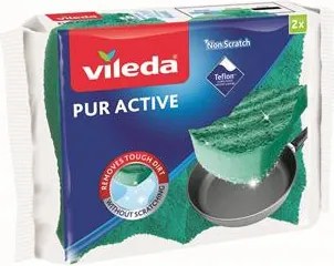 Mosogatószivacs, 2 db, VILEDA Pur Active, zöld (KHT214)