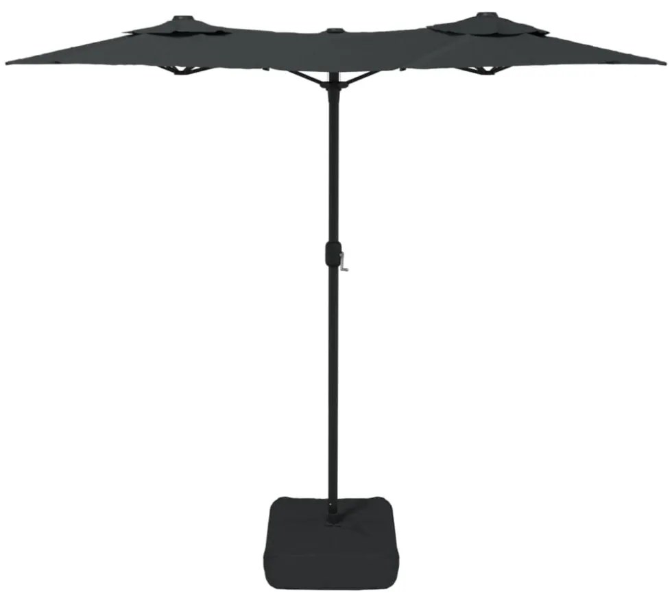 antracitszürke dupla tetős LED-es napernyő 316x145 cm