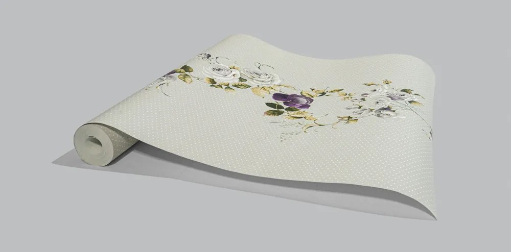 Lila -szürke rózsa mintás tapéta (289014)