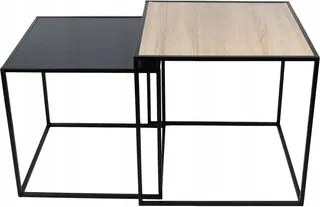 Dohányzóasztal Smukee szögletes 50 x 50 x 50cm fekete, barna árnyalatok
