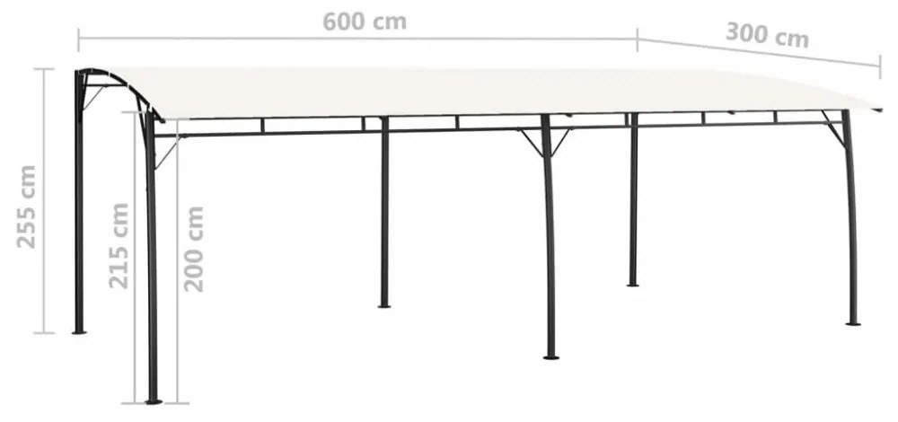 krémszínű kerti napellenző 6 x 3 x 2,55 m