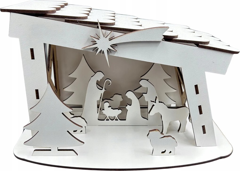 Fehér Karácsonyi Lampion Álló Betlehem