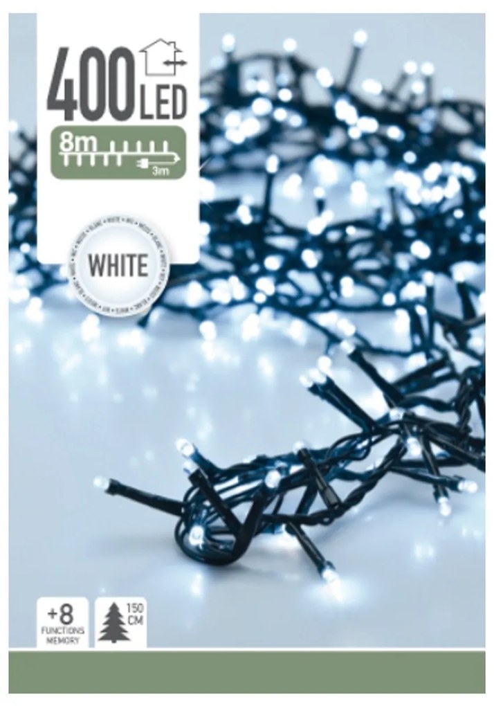 Twinkle karácsonyi fényfüzér, fehér, 400 LED-es, 8 m