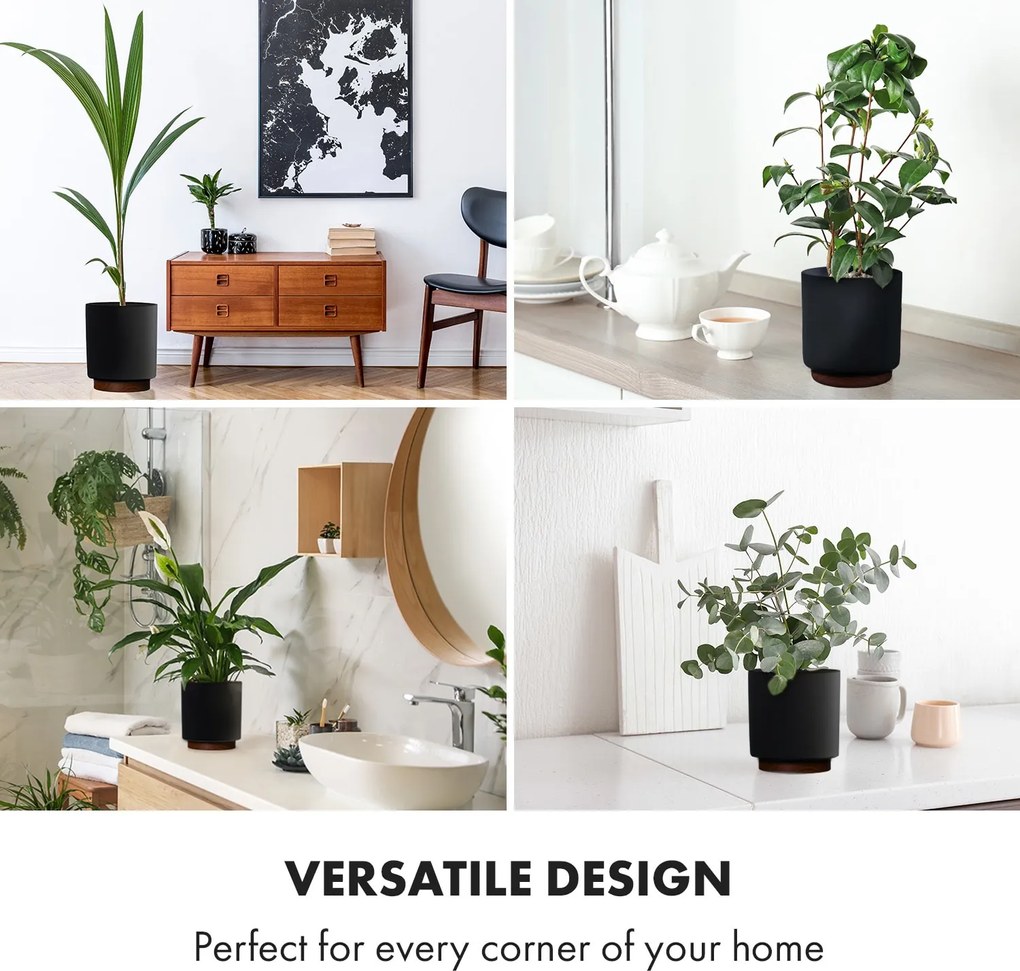 Fox & Fern Enspijk, virágcserepek, diófa, Polystone, kézzel készített, 2 méretben